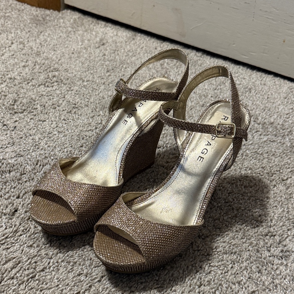 ⭐️ 2/$12 Rampage Sparkling Champagne Wedge Sandals-Single Item